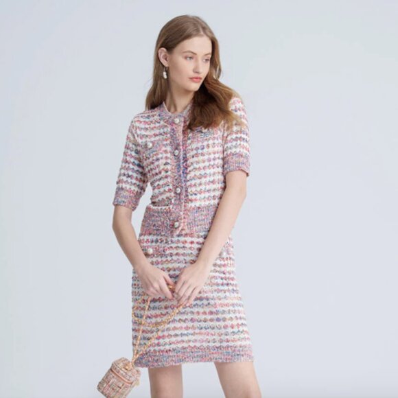 Urban Revivo PEARL BUTTON TWEED CARDIGAN Sz. M - Picture 1 of 5